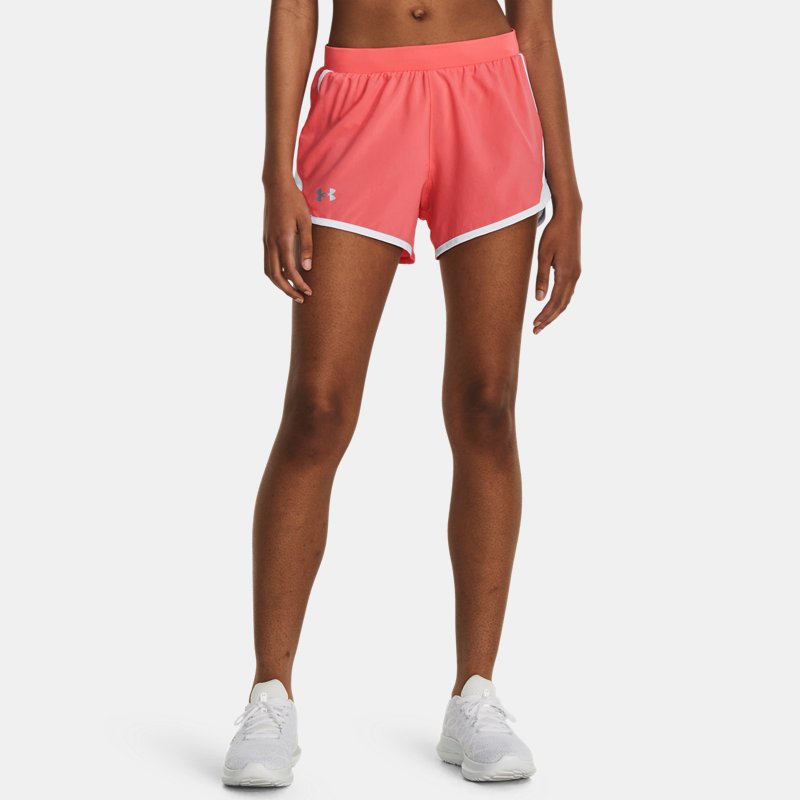 Shorts Under Armour Fly-By 2.0 da donna Eclectic Rosa / Bianco / Riflettente XS